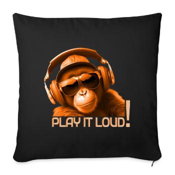 Play It Loud Affe DJ - Sofakissenbezug 45 x 45 cm - Schwarz - Vorne