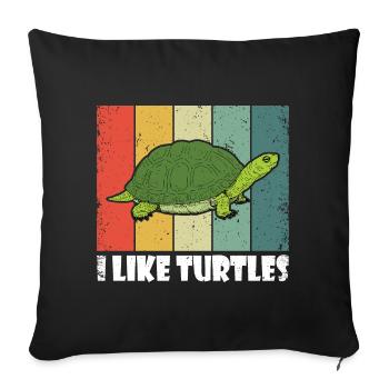 Vintage J’aime les tortues | Amoureux des tortues - Housse de coussin décorative 45 x 45 cm - noir - Devant