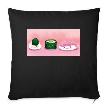 Sushi heureux - Housse de coussin décorative 45 x 45 cm - noir - Devant