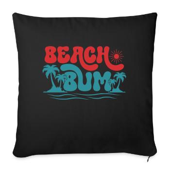 Beach Bum, Summer Sun Holiday Beach Palm Trees Sea - Sofa pillowcase 17,3'' x 17,3'' (45 x 45 cm) - black - Front