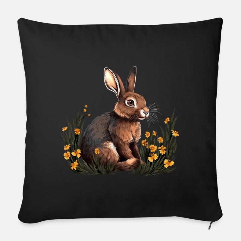 Lapin Lapin - Housse de coussin décorative 45 x 45 cm - noir
