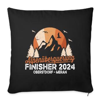 Alpenüberquerung 2024 Oberstdorf Meran - Sofakissenbezug 45 x 45 cm - Schwarz - Vorne