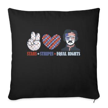 Rayures étoilées et égalité - Housse de coussin décorative 45 x 45 cm - noir - Devant