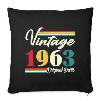 Vintage 1963 Jahrgang Geburtstag Retro Geschenk - Sofakissenbezug 45 x 45 cm - Schwarz - Vorne