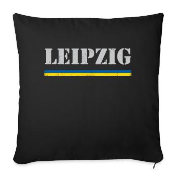 Leipzig / Lettrage & Drapeau - VINTAGE - Housse de coussin décorative 45 x 45 cm - noir - Devant