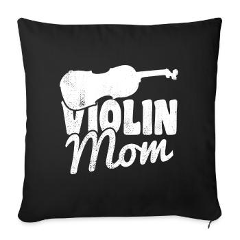 Maman violoniste - Housse de coussin décorative 45 x 45 cm - noir - Devant