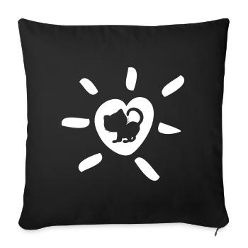 Heart Cat Rays Fan Comic Animal Love Cats Mignon - Housse de coussin décorative 45 x 45 cm - noir - Devant