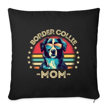 Border collie sunglasses mama retro - Sofa pillowcase 17,3'' x 17,3'' (45 x 45 cm) - black - Front