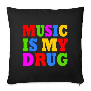 music is my drug - Housse de coussin décorative 45 x 45 cm - noir - Devant