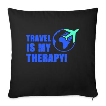 travel is my therapy - Sofakissenbezug 45 x 45 cm - Schwarz - Vorne