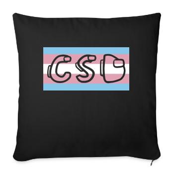 Drapeau de la fierté trans CSD - Housse de coussin décorative 45 x 45 cm - noir - Devant