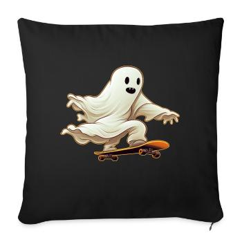 Funny Cartoon Comic style Ghost on his Skateboard - Sofa pillowcase 17,3'' x 17,3'' (45 x 45 cm) - black - Front