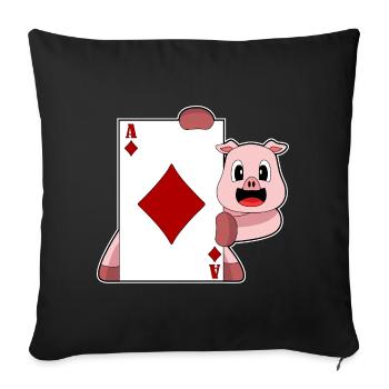 Pig Poker Poker Card Game - Sofa pillowcase 17,3'' x 17,3'' (45 x 45 cm) - black - Front