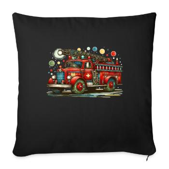 Fire Brigade Mobile | Fire Truck Rainbow Colors - Sofa pillowcase 17,3'' x 17,3'' (45 x 45 cm) - black - Front