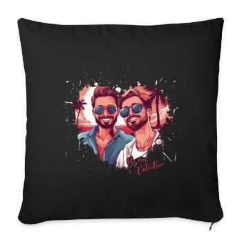 Idée de Saint-Valentin gay LGBT pour les gays - Housse de coussin décorative 45 x 45 cm - noir - Devant
