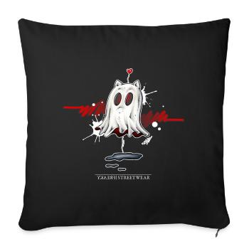 Catghost amoureux - Housse de coussin décorative 45 x 45 cm - noir - Devant