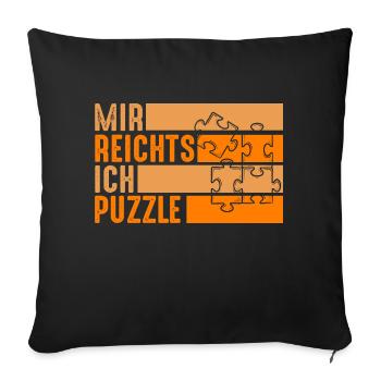 Puzzlefan Puzzler Puzzleteile Puzzle - Sofakissenbezug 45 x 45 cm - Schwarz - Vorne