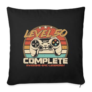 50e anniversaire Gamer Niveau 50 débloqué - Housse de coussin décorative 45 x 45 cm - noir - Devant