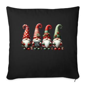 Des gnomes festifs avec « Joyeux Noël » - Housse de coussin décorative 45 x 45 cm - noir - Devant