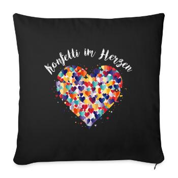 Cologne Carnival Alaaf Jeck Party Confetti Heart - Sofa pillowcase 17,3'' x 17,3'' (45 x 45 cm) - black - Front