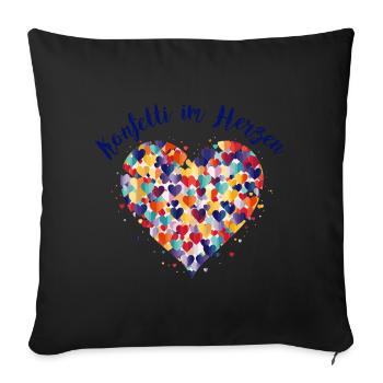 Cologne Carnival Alaaf Jeck Party Confetti Heart - Sofa pillowcase 17,3'' x 17,3'' (45 x 45 cm) - black - Front