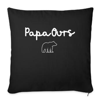 papa ours - papa ours cadeau papa - Housse de coussin décorative 45 x 45 cm - noir - Devant