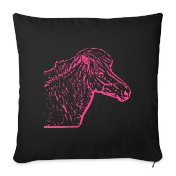 Pferd rosa pink - Sofakissenbezug 45 x 45 cm - Schwarz - Vorne