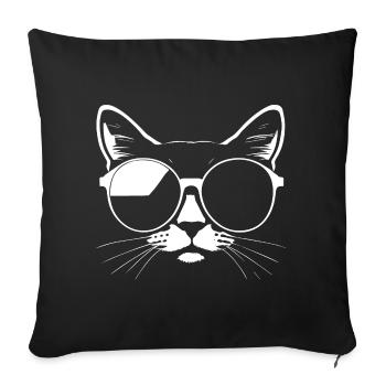Funny Cat with Sunglasses Kitten Sunglas Cats - Sofa pillowcase 17,3'' x 17,3'' (45 x 45 cm) - black - Front