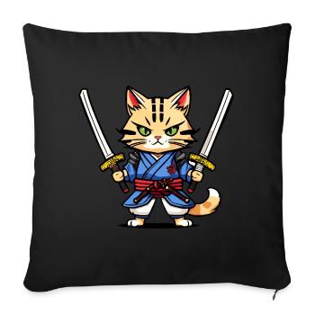 Samurai Cat #30 - Sofa pillowcase 17,3'' x 17,3'' (45 x 45 cm) - black - Front