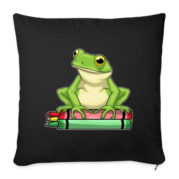 Frog Student Crayons School - Sofa pillowcase 17,3'' x 17,3'' (45 x 45 cm) - black - Front