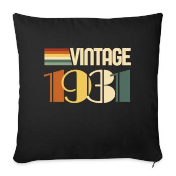 Vintage 1931-cadeau anniversaire 1931 - Housse de coussin décorative 45 x 45 cm - noir - Devant