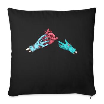Main de zombie donnant un coeur - Housse de coussin décorative 45 x 45 cm - noir - Devant