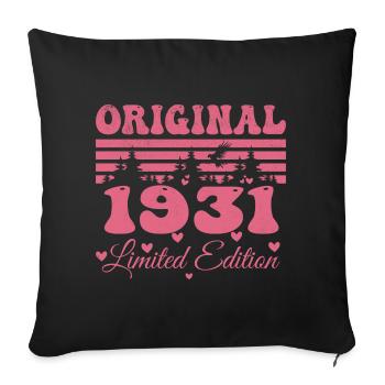 Cadeau 93e Anniversaire 1931 Femme | Né en 1931 - Housse de coussin décorative 45 x 45 cm - noir - Devant