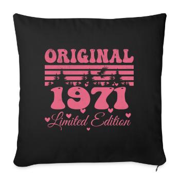 Cadeau 53e Anniversaire 1971 Femme | Né en 1971 - Housse de coussin décorative 45 x 45 cm - noir - Devant