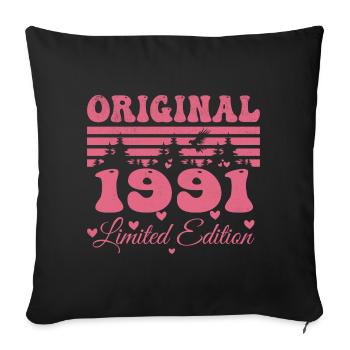 33rd Birthday Gift 1991 Woman | Born in 1991 - Sofa pillowcase 17,3'' x 17,3'' (45 x 45 cm) - black - Front