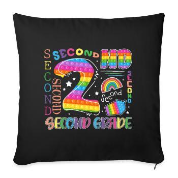 2nd grade Pop It school child - Sofa pillowcase 17,3'' x 17,3'' (45 x 45 cm) - black - Front