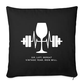 Plaisir et force : vin et poids - Housse de coussin décorative 45 x 45 cm - noir - Devant