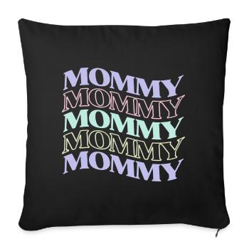 Maman Pastel Rétro Hippie pour la fête des mères - Housse de coussin décorative 45 x 45 cm - noir - Devant