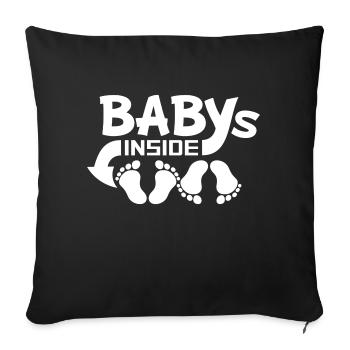 Bébés À L’intérieur 2 Jumeaux Enceinte Ventre Drôle - Housse de coussin décorative 45 x 45 cm - noir - Devant