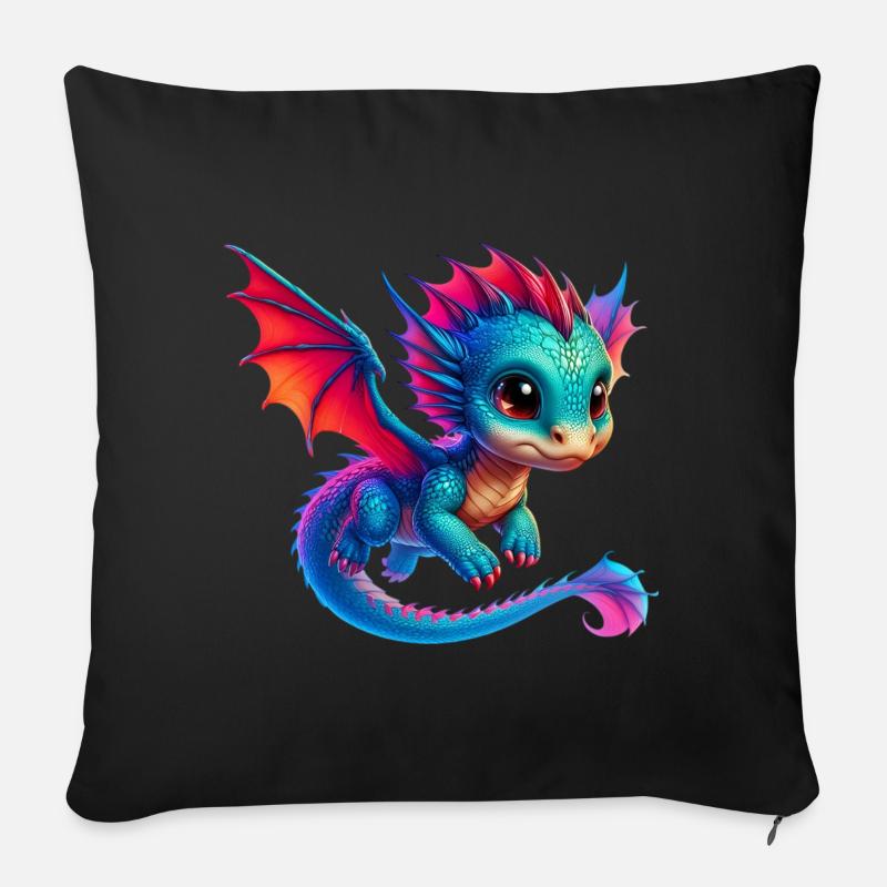 Drache - Sofakissenbezug 45 x 45 cm - Schwarz
