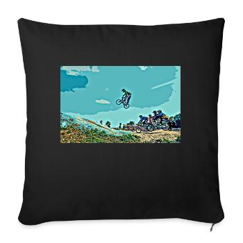 BMX Rennen Rennen ATV Motocross - Sofakissenbezug 45 x 45 cm - Schwarz - Vorne