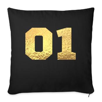 Number 1 Gold Glitter -1st Anniversary - Sofa pillowcase 17,3'' x 17,3'' (45 x 45 cm) - black - Front
