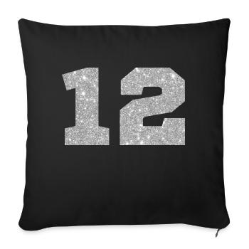 Number 12 Silver Glitter - 12th Anniversary - Sofa pillowcase 17,3'' x 17,3'' (45 x 45 cm) - black - Front