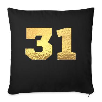 Numéro 31 paillettes doré - 31e anniversaire - Housse de coussin décorative 45 x 45 cm - noir - Devant