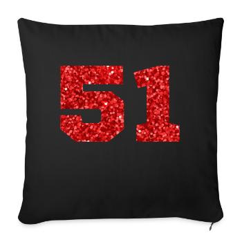 Number 51 Red Glitter - 51st Anniversary - Sofa pillowcase 17,3'' x 17,3'' (45 x 45 cm) - black - Front