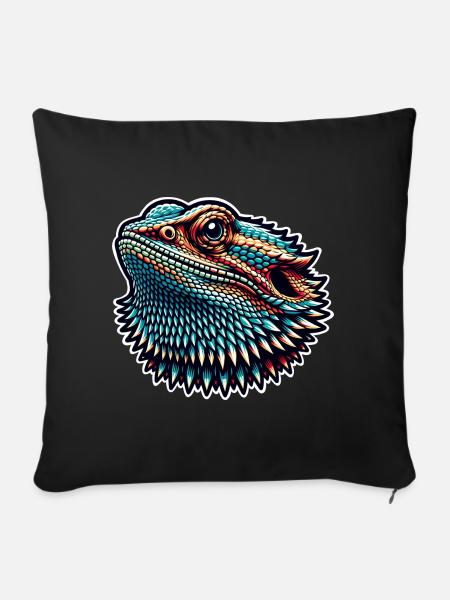 Bartagame Bartagamen Bearded Dragon - Sofakissenbezug 45 x 45 cm - Schwarz