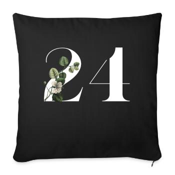 Number 24 Floral Green -24th Floral Anniversary - Sofa pillowcase 17,3'' x 17,3'' (45 x 45 cm) - black - Front