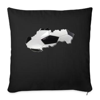 Slowakei Landkarte umrahmt echten Fußball - Sofakissenbezug 45 x 45 cm - Schwarz - Vorne