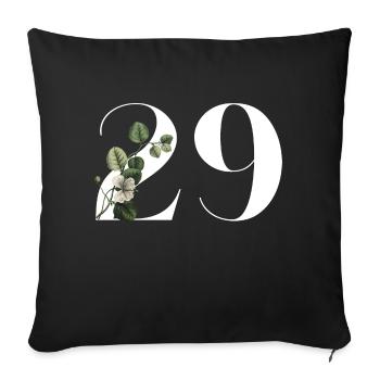 Numéro 29 floral vert - 29e anniversaire floral - Housse de coussin décorative 45 x 45 cm - noir - Devant