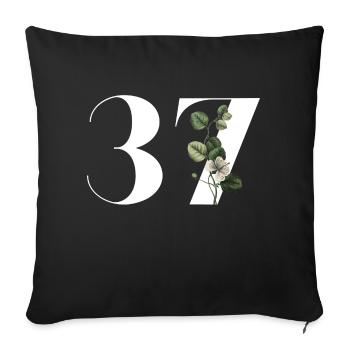 Nummer 37 Blumengrün - 37. Blumengeburtstag - Sofakissenbezug 45 x 45 cm - Schwarz - Vorne